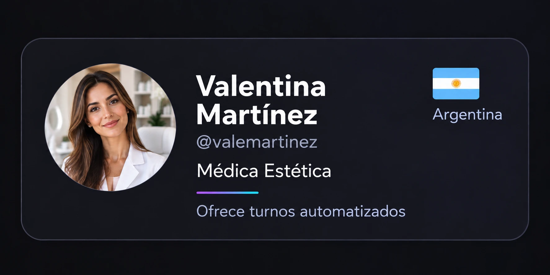 Valentina Martínez, médica estética: ofrece turnos automatizados