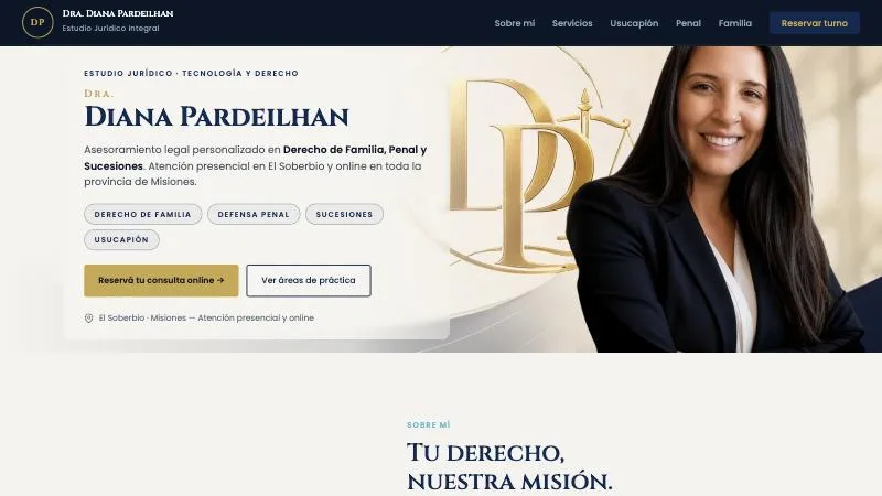 Portada del sitio web de Dra. Diana Pardeilhan