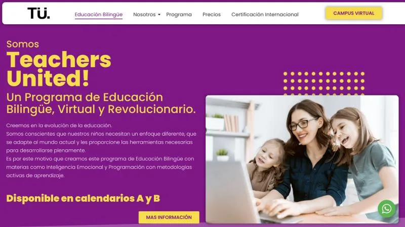Portada del sitio web de Teachers United