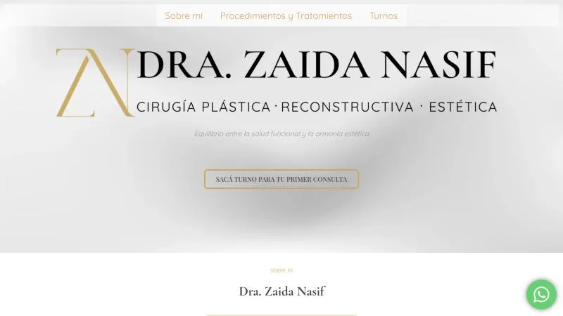 Portada del sitio web de Dra. Zaida Nasif